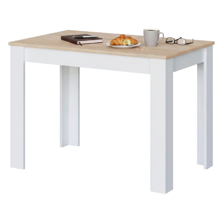 Tavolo salvaspazio rettangolare 6 posti bianco e rovere 109x67cm - Anat