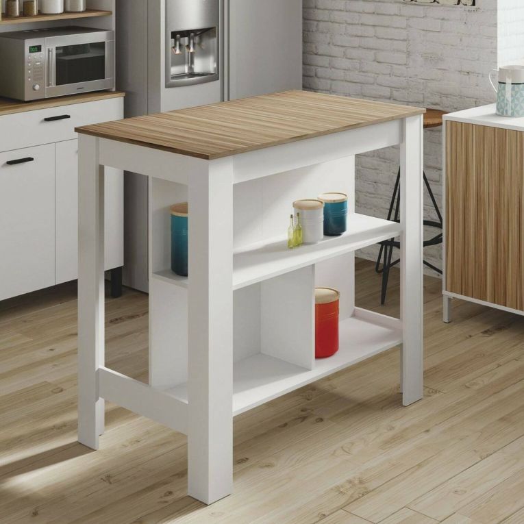 Tavolo scaffale rettangolare 6 posti bianco e rovere 103x67cm - Barzano