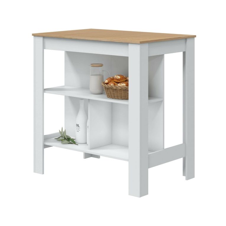 Tavolo scaffale rettangolare 6 posti bianco e rovere 103x67cm - Barzano
