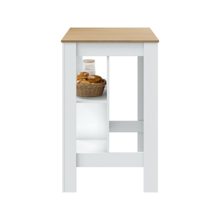 Tavolo scaffale rettangolare 6 posti bianco e rovere 103x67cm - Barzano