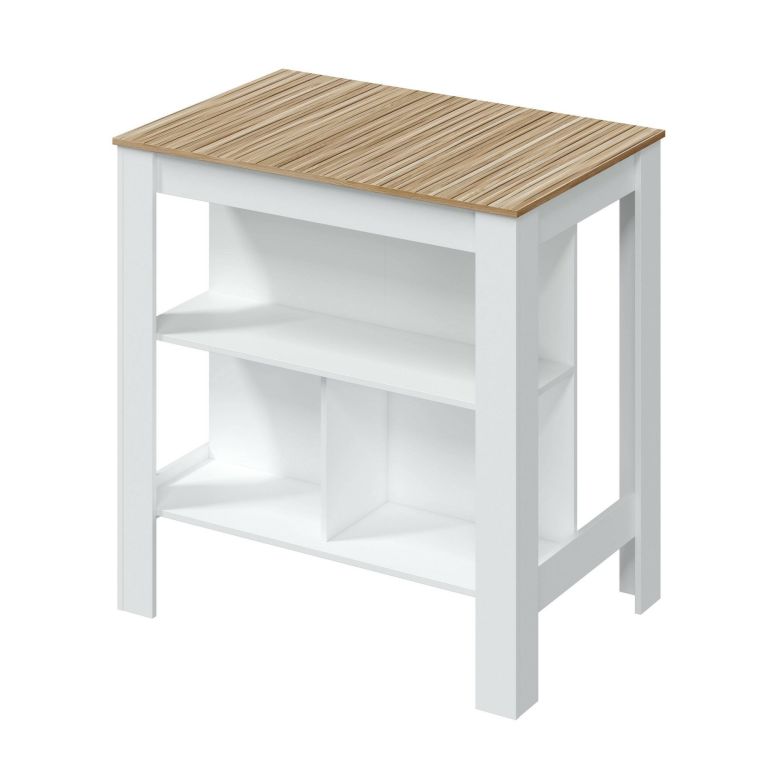 Tavolo scaffale rettangolare 6 posti bianco e rovere 103x67cm - Barzano