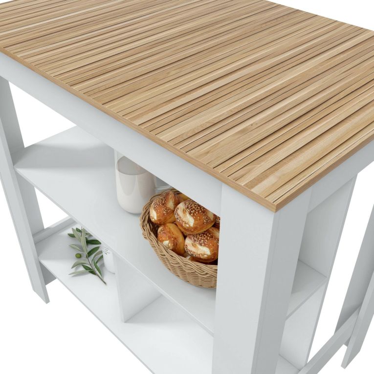 Tavolo scaffale rettangolare 6 posti bianco e rovere 103x67cm - Barzano