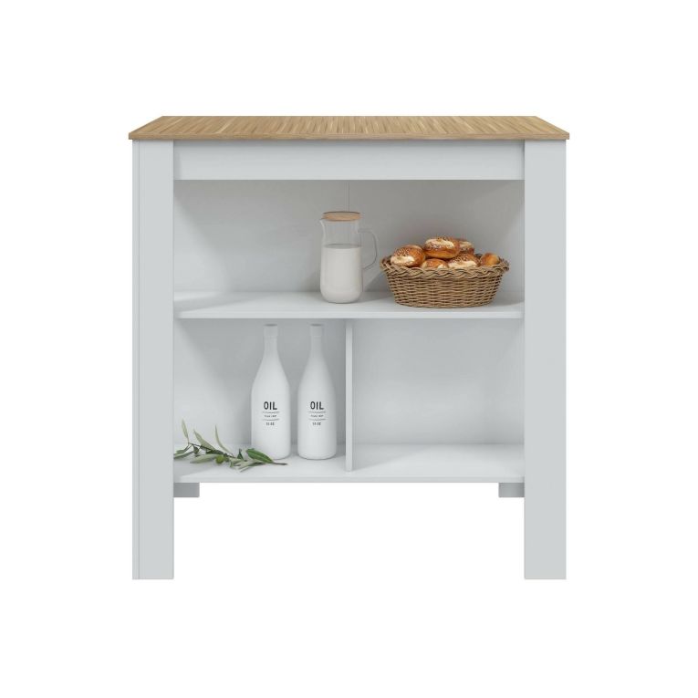Tavolo scaffale rettangolare 6 posti bianco e rovere 103x67cm - Barzano