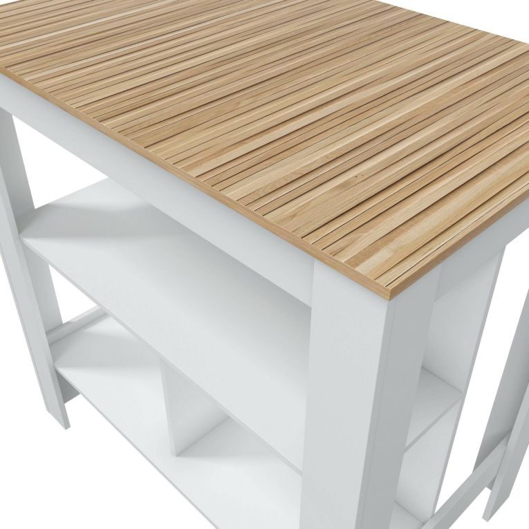Tavolo scaffale rettangolare 6 posti bianco e rovere 103x67cm - Barzano