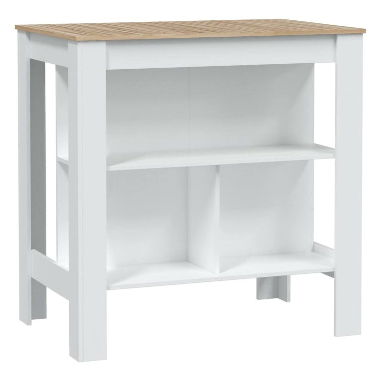 Tavolo scaffale rettangolare 6 posti bianco e rovere 103x67cm - Barzano