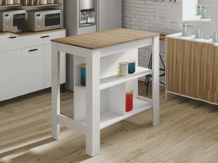 Tavolo scaffale rettangolare 6 posti bianco e rovere 103x67cm - Barzano