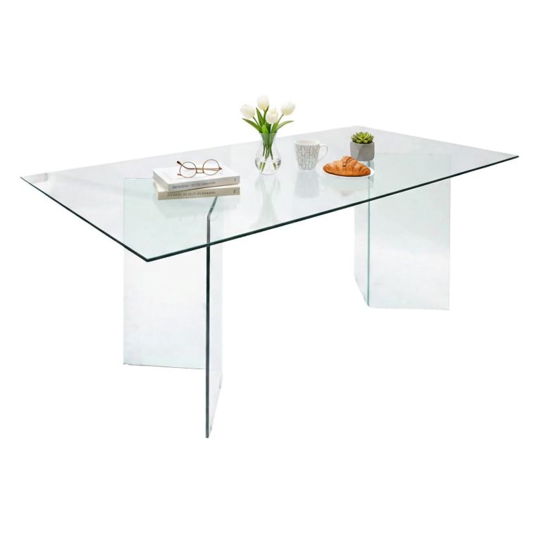 Tavolo vetro rettangolare 10 posti trasparente 180x90cm - Armir
