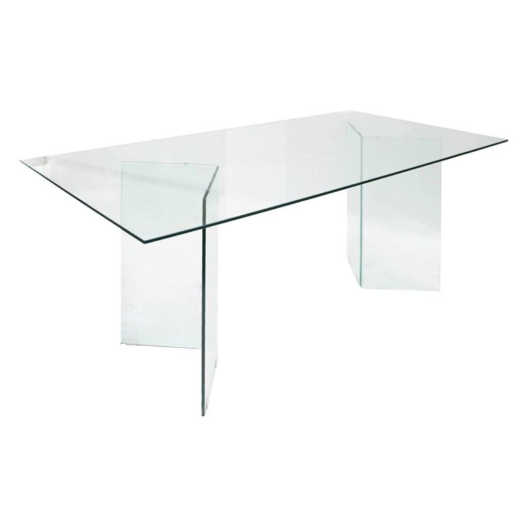Tavolo vetro rettangolare 10 posti trasparente 180x90cm - Armir