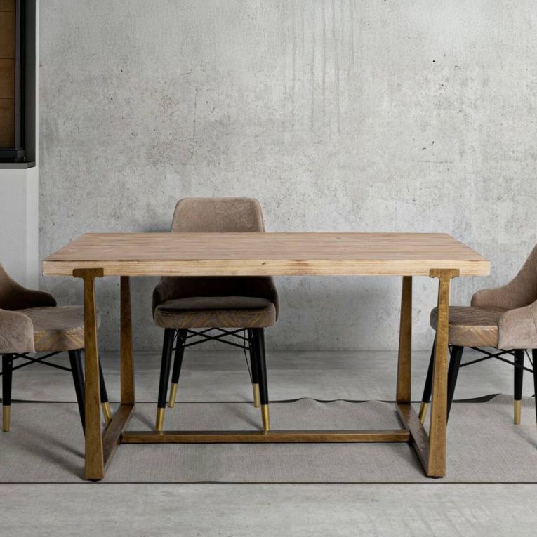 Tavolo vintage rettangolare 8 posti oro e marrone 150x90cm - Kazimir