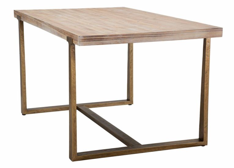 Tavolo vintage rettangolare 8 posti oro e marrone 150x90cm - Kazimir