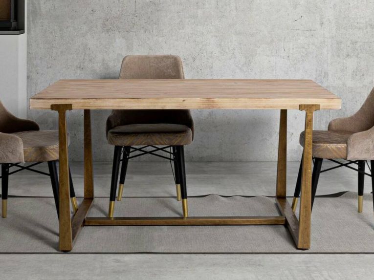 Tavolo vintage rettangolare 8 posti oro e marrone 150x90cm - Kazimir
