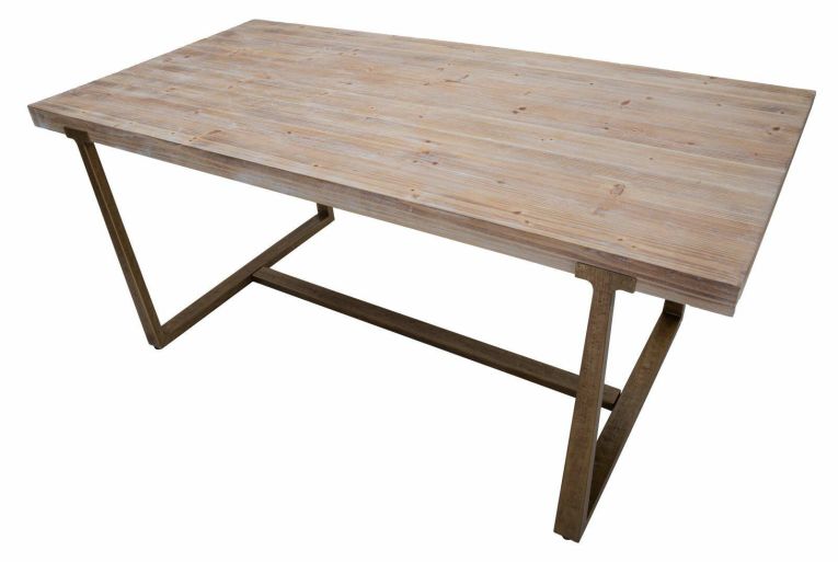 Tavolo vintage rettangolare 9 posti oro e marrone 180x90cm - Kazimir