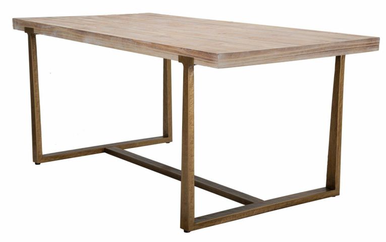 Tavolo vintage rettangolare 9 posti oro e marrone 180x90cm - Kazimir