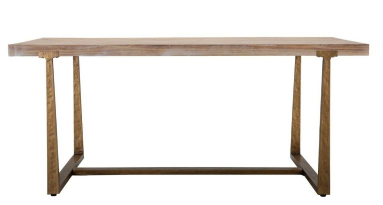 Tavolo vintage rettangolare 9 posti oro e marrone 180x90cm - Kazimir