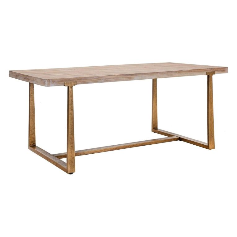 Tavolo vintage rettangolare 9 posti oro e marrone 180x90cm - Kazimir