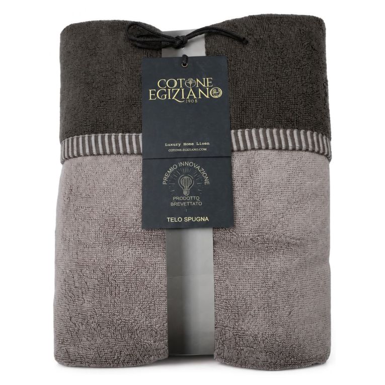 Telo Bagno Beige Crema Marrone 100% Cotone Egiziano a Fibra Lunga Pettinato Reversibile, Colore Struttura Marrone - Sazalo Luxury