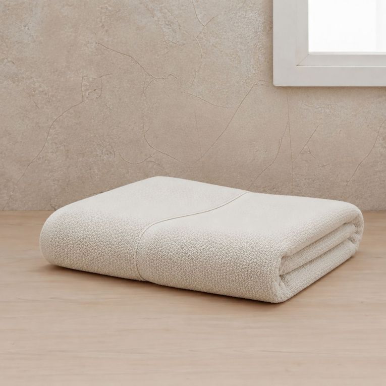 Telo Bagno Bianco Avorio 100% Puro Cotone, Sfumatura Colore Struttura Avorio - Sanaza Luxury