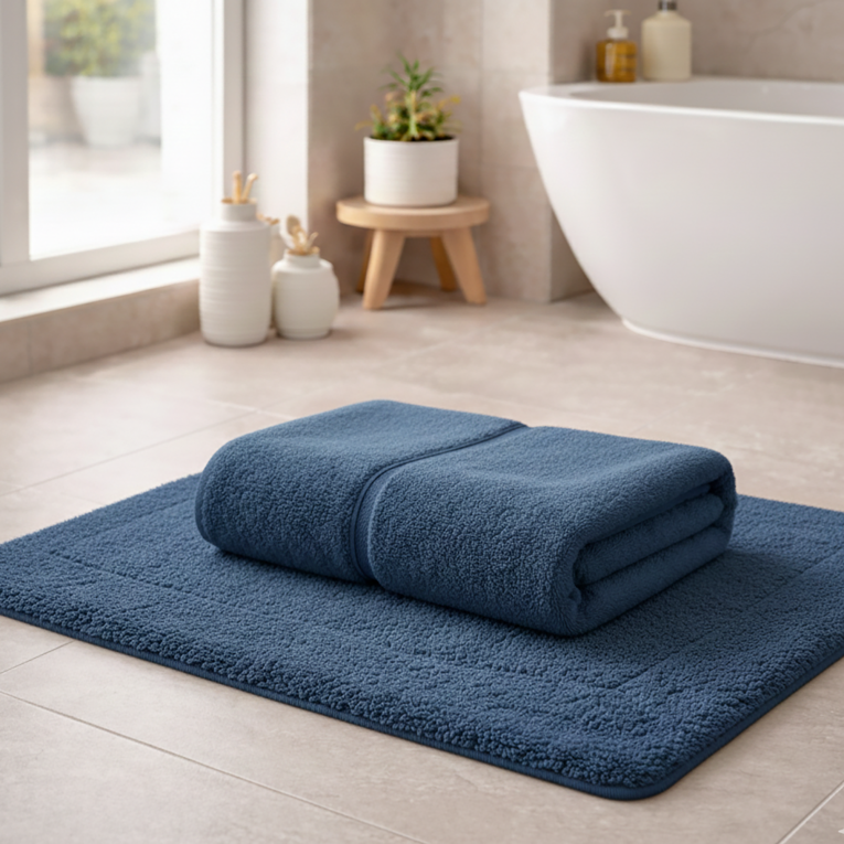 Telo Bagno blu 100% Puro Cotone, Grammatura 650 gsm - Sanamasa Luxury