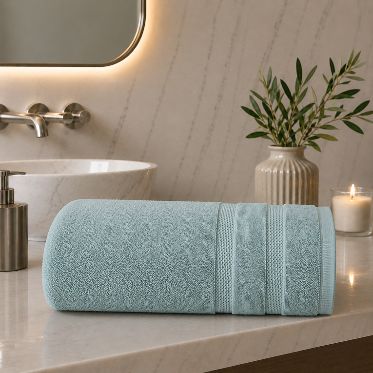 Telo Bagno blu Cadetto 100% Cotone Egiziano Pettinato e Mercerizzato, Sfumatura Colore Struttura Cadetto - Rovarero Luxury