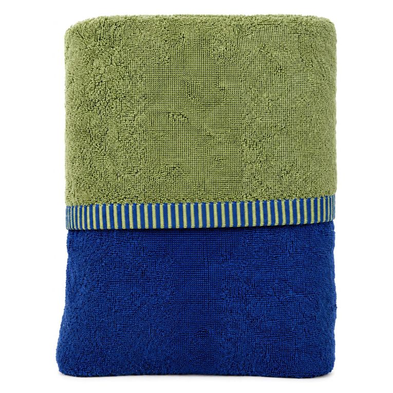 Telo Bagno blu Indaco Verde Menta 100% Cotone Egiziano a Fibra Lunga Pettinato Reversibile, Colore Struttura Verde - Sazalo Luxury