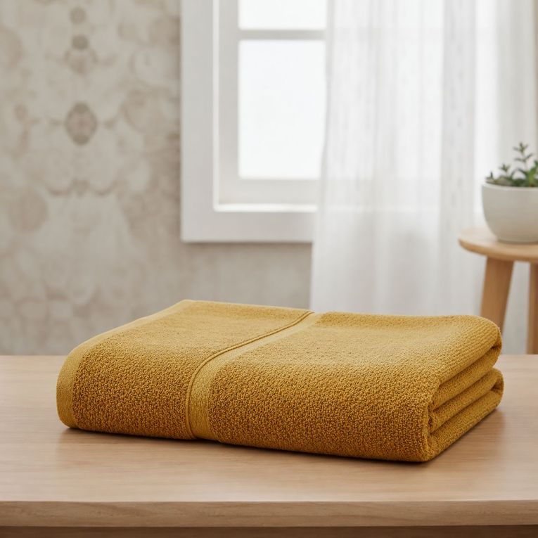 Telo Bagno Giallo Senape 100% Puro Cotone, Sfumatura Colore Struttura Senape - Sanaza Luxury