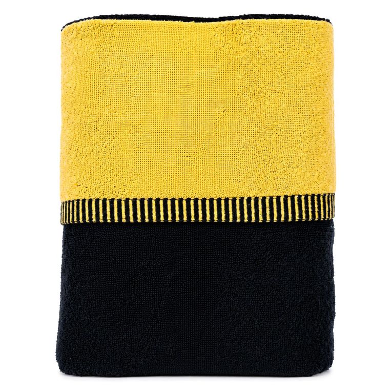 Telo Bagno Nero oro 100% Cotone Egiziano a Fibra Lunga Pettinato Reversibile, Colore Struttura oro - Sazalo Luxury