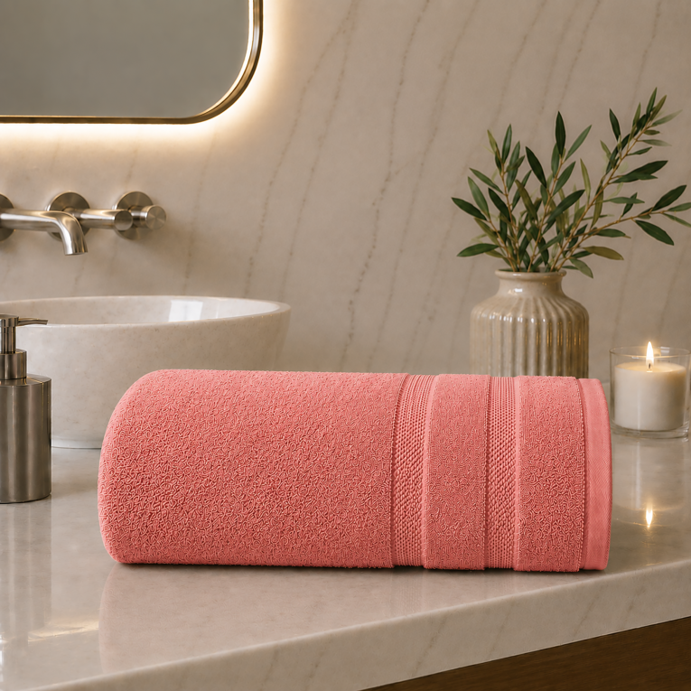 Telo Bagno Rosa 100% Cotone Egiziano Pettinato e Mercerizzato, Grammatura 530 gsm - Rovarero Luxury
