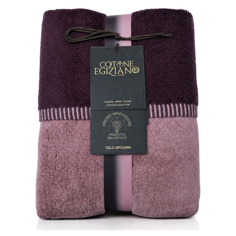 Telo Bagno Rosa Viola Prugna 100% Cotone Egiziano a Fibra Lunga Pettinato Reversibile, Colore Struttura Viola - Sazalo Luxury