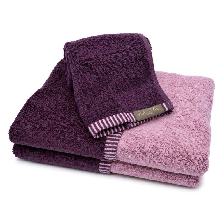 Telo Bagno Rosa Viola Prugna 100% Cotone Egiziano a Fibra Lunga Pettinato Reversibile, Colore Struttura Viola - Sazalo Luxury