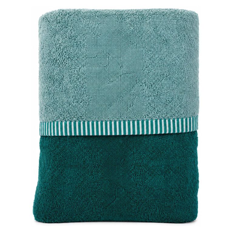 Telo Bagno Verde Acqua Verde Scuro 100% Cotone Egiziano a Fibra Lunga Pettinato Reversibile, Colore Struttura Verde - Sazalo Luxury