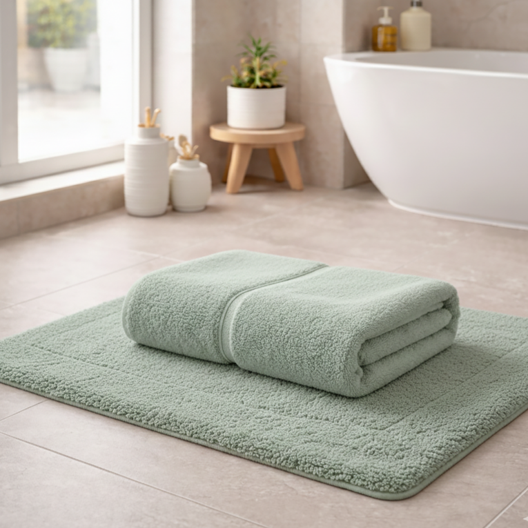 Telo Bagno Verde Menta 100% Puro Cotone, Sfumatura Colore Struttura Menta - Sanamasa Luxury