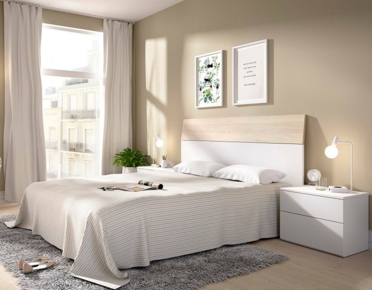 Testiera letto Acros, 161x4h100 cm, Bianco e Rovere