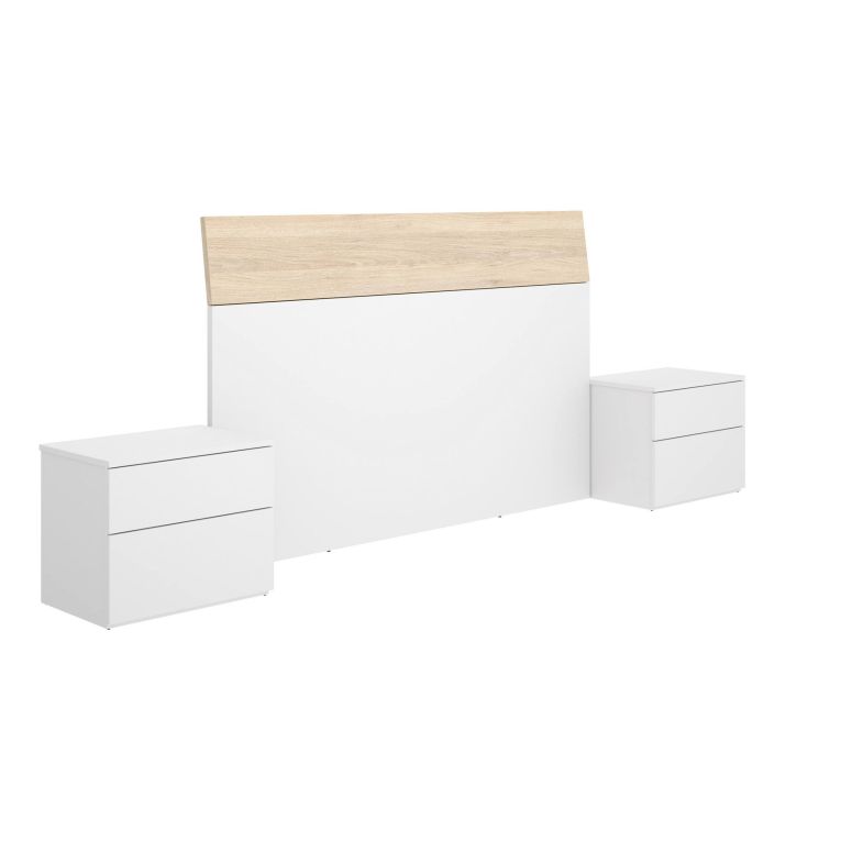 Testiera letto Acros, 161x4h100 cm, Bianco e Rovere