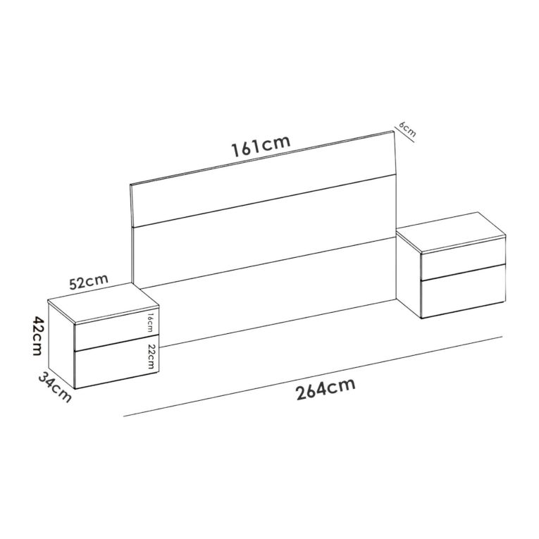 Testiera letto Acros, 161x4h100 cm, Bianco e Rovere