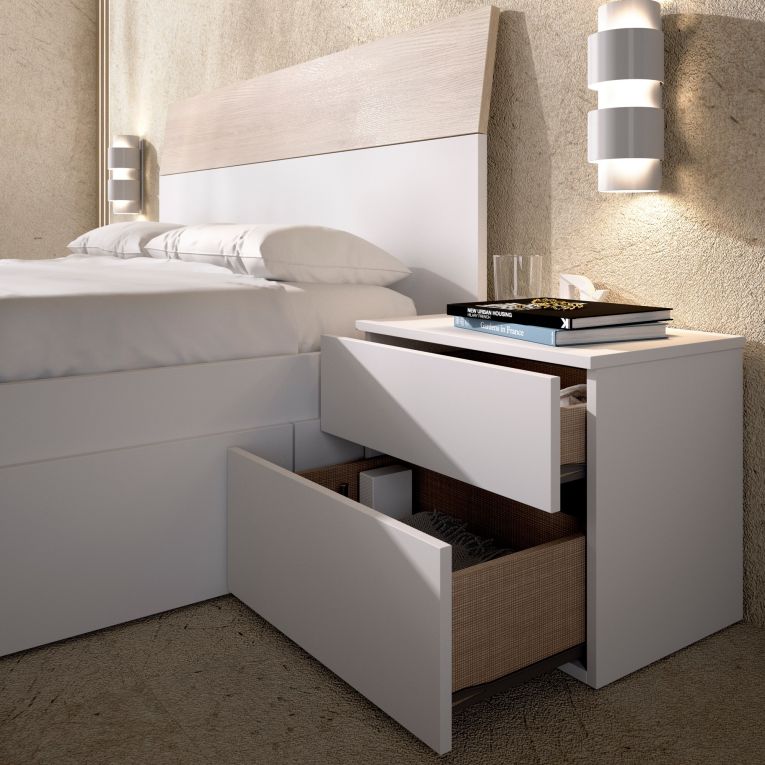 Testiera letto Acros, 161x4h100 cm, Bianco e Rovere
