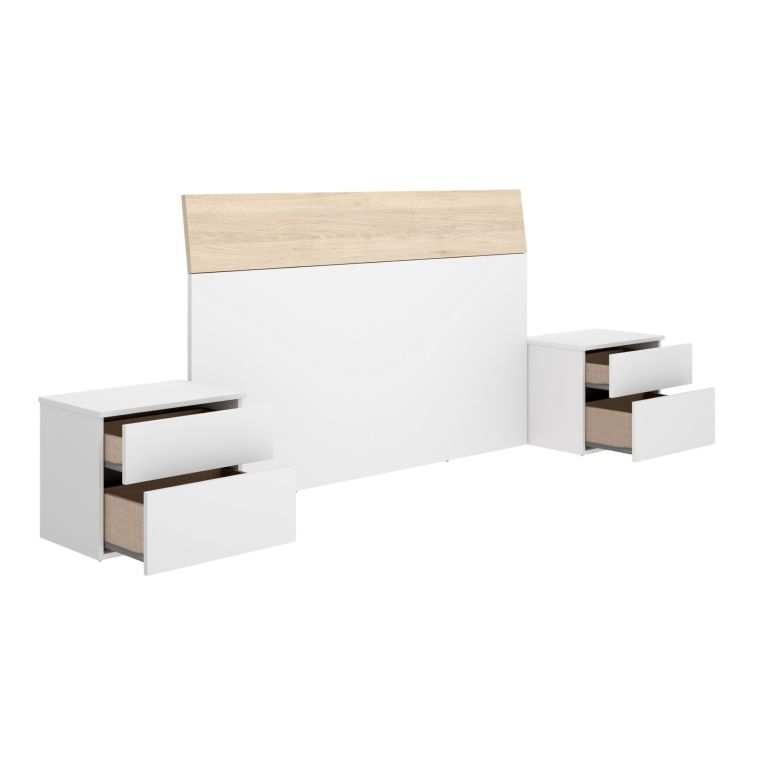 Testiera letto Acros, 161x4h100 cm, Bianco e Rovere