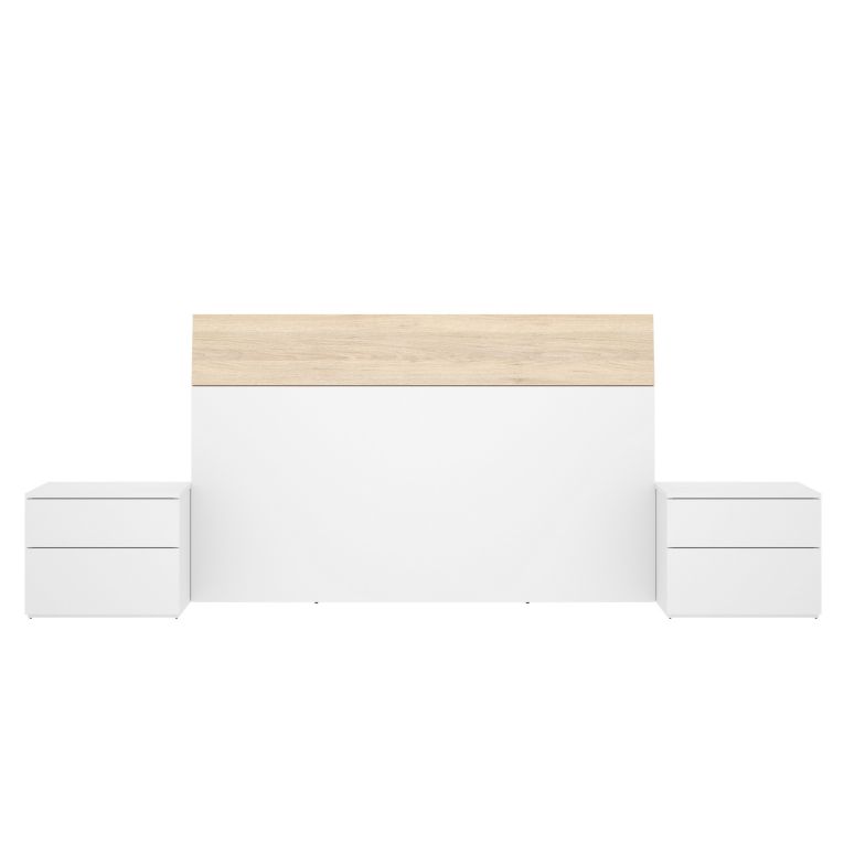 Testiera letto Acros, 161x4h100 cm, Bianco e Rovere