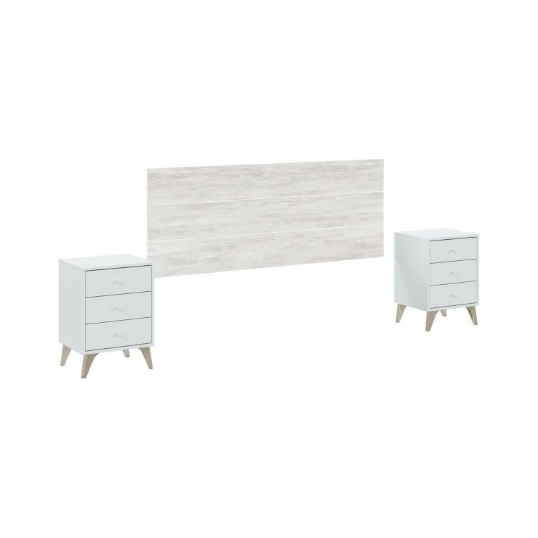 Testiera letto Ayok, Spalliera, Testata per camera da letto, Poggiatesta, 160x3 h60 cm, Bianco e Bianco anticato