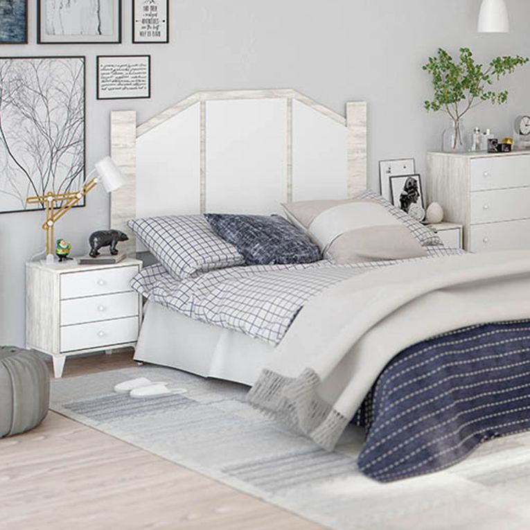 Testiera Letto Bianco Bianco Anticato 248x33 cm, Colore Struttura Bianco - Genzone