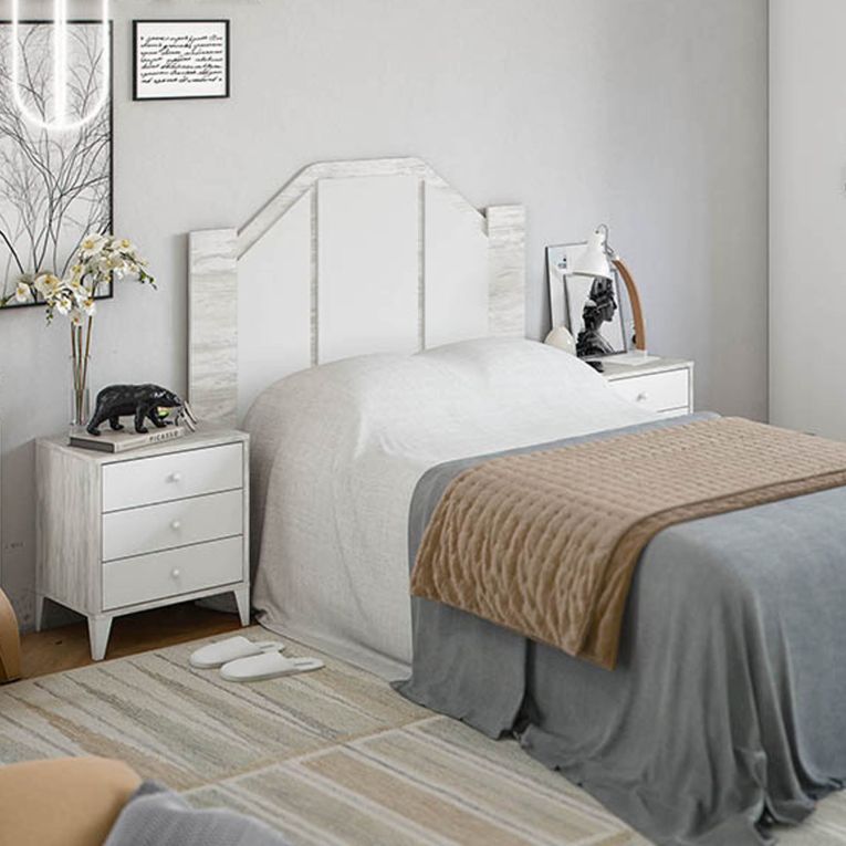Testiera Letto Bianco Bianco Anticato 248x33 cm, Colore Struttura Bianco - Genzone