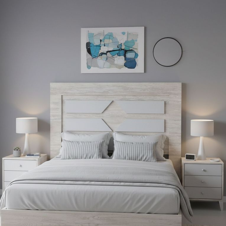 Testiera Letto Bianco Bianco Anticato 248x33 cm, Colore Struttura Bianco - Manduria