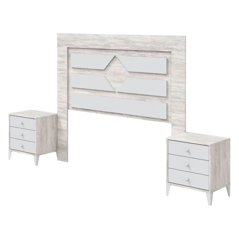 Testiera Letto Bianco Bianco Anticato 248x33 cm, Colore Struttura Bianco - Manduria