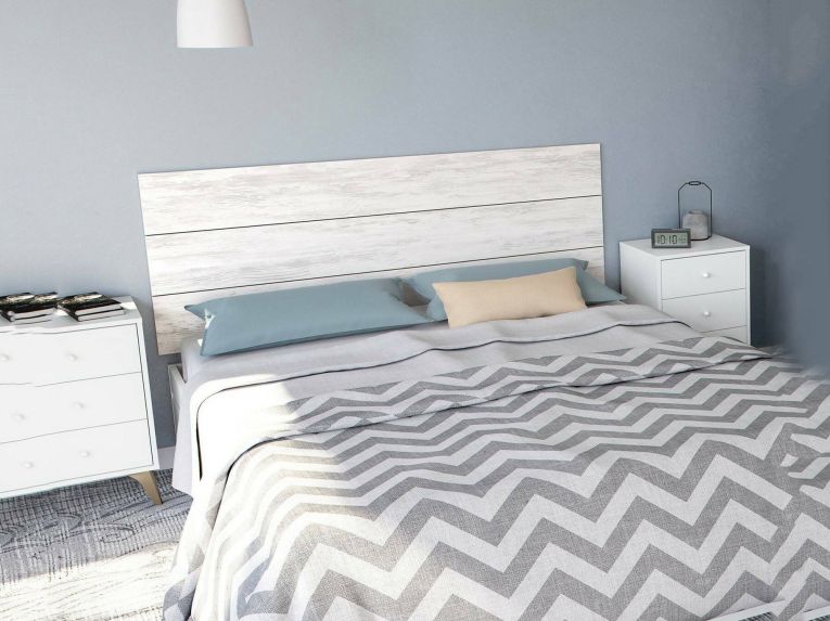 Testiera Letto Bianco Bianco Anticato Matrimoniale Colore Struttura Bianco 160x2.5 cm, Sfumatura Colore Struttura Anticato - Catino