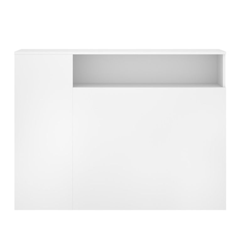 Testiera Letto Bianco con Vani Libreria Singolo 23x127 cm - Lander
