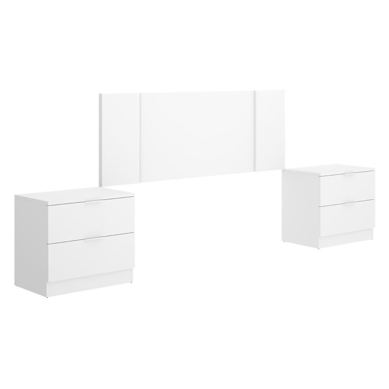 Testiera Letto Bianco Marrone Rovere 2 Comodini Inclusi Piazza e Mezza 34x237 cm, Colore Struttura Marrone - Carson