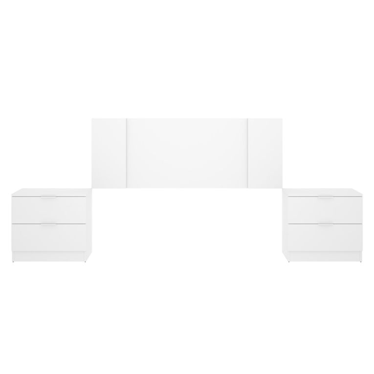 Testiera Letto Bianco Marrone Rovere 2 Comodini Inclusi Piazza e Mezza 34x237 cm, Colore Struttura Marrone - Carson