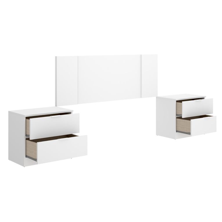 Testiera Letto Bianco Marrone Rovere 2 Comodini Inclusi Piazza e Mezza 34x237 cm, Colore Struttura Marrone - Carson