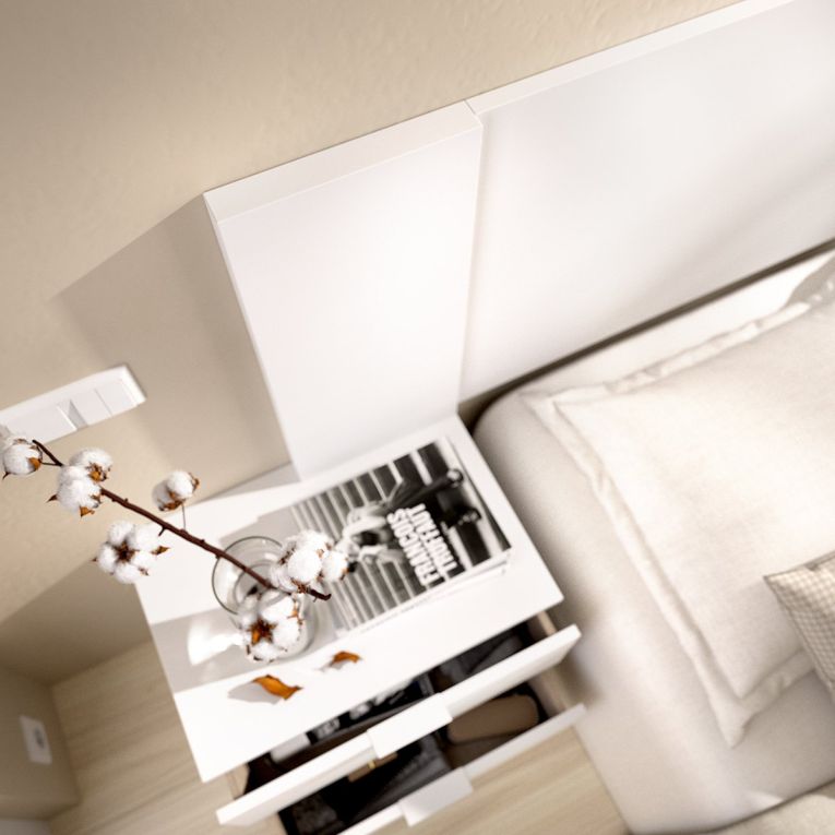 Testiera Letto Bianco Marrone Rovere 2 Comodini Inclusi Piazza e Mezza 34x251 cm, Colore Struttura Marrone - Sierra