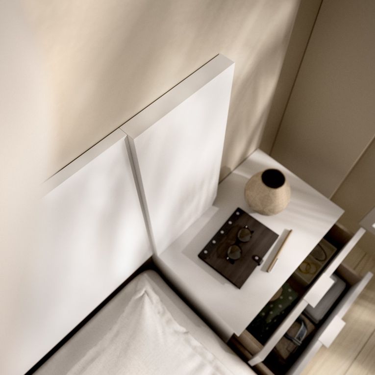 Testiera Letto Bianco Marrone Rovere 2 Comodini Inclusi Piazza e Mezza 34x251 cm, Colore Struttura Marrone - Sierra