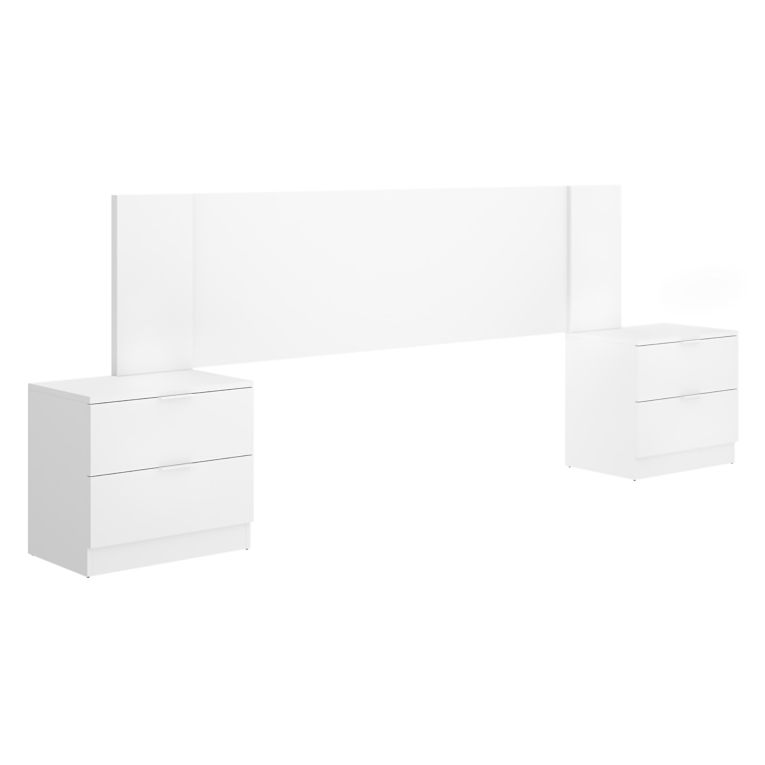 Testiera Letto Bianco Marrone Rovere 2 Comodini Inclusi Piazza e Mezza 34x251 cm, Colore Struttura Marrone - Sierra